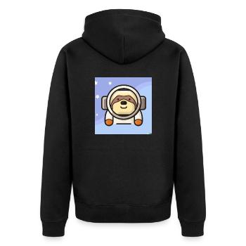 Faultierastronaut - Unisex Premium Bio Zip Hoodie - Schwarz - Hinten - Nico (187cm)