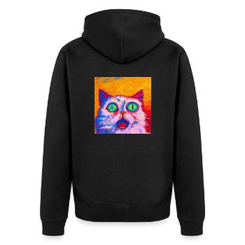 Andy Katze - Unisex Premium Bio Zip Hoodie - Schwarz - Hinten - Nico (187cm)