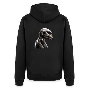 Das Unerwartete - Unisex Premium Bio Zip Hoodie - Schwarz - Hinten - Nico (187cm)