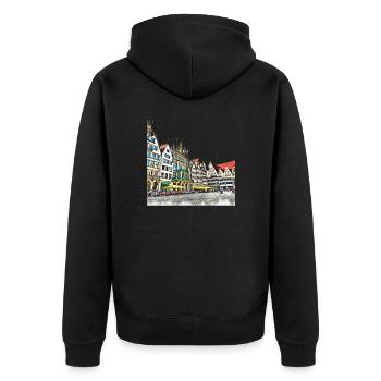 Prinzipalmarkt in Münster - Drawing - Unisex Premium Organic Zip Hoodie - black - Back - Nico (187cm)