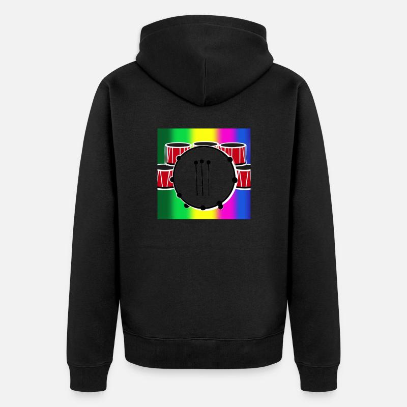 Tambours devant l’arc-en-ciel - Veste à capuche bio Premium Unisexe - noir