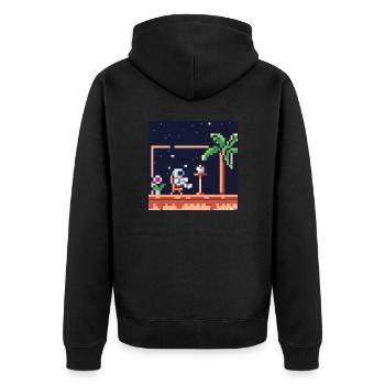 Astronaut faulenzen in einem tropischen Resort - Unisex Premium Bio Zip Hoodie - Schwarz - Hinten - Nico (187cm)