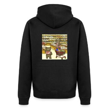teddy bears shopping for groceries in Japan ukiyo - Unisex Premium Organic Zip Hoodie - black - Back - Nico (187cm)