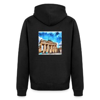 Das Brandenburger Tor in Berlin - Unisex Premium Bio Zip Hoodie - Schwarz - Hinten - Nico (187cm)
