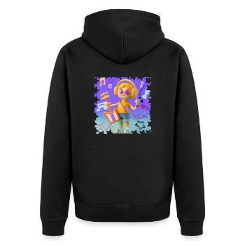 LUSTIGE MUSIK 6 - Unisex Premium Bio Zip Hoodie - Schwarz - Hinten - Nico (187cm)
