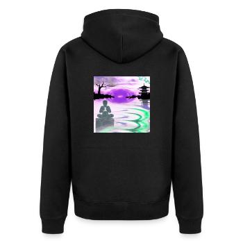 JD Star Artwork No.9 - Unisex Premium Bio Zip Hoodie - Schwarz - Hinten - Nico (187cm)