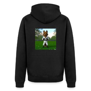 Karate Hörnchen - Unisex Premium Bio Zip Hoodie - Schwarz - Hinten - Nico (187cm)