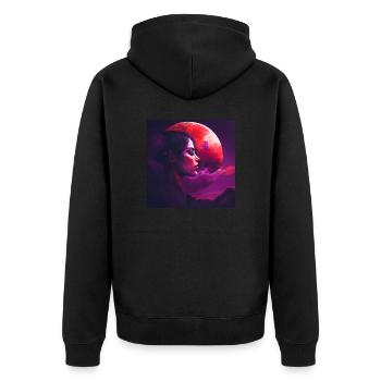 Woman in red Sky, Design 1 - Unisex Premium Organic Zip Hoodie - black - Back - Nico (187cm)