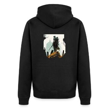 to Shining Paladin - Unisex Premium Organic Zip Hoodie - black - Back - Nico (187cm)