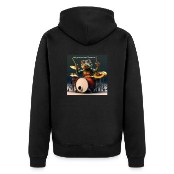 Drummer - Unisex Premium Bio Zip Hoodie - Schwarz - Hinten - Nico (187cm)