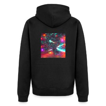 Neon Spaceship - Unisex Premium Bio Zip Hoodie - Schwarz - Hinten - Nico (187cm)