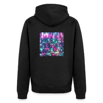 Neon Future - Unisex Premium Bio Zip Hoodie - Schwarz - Hinten - Nico (187cm)