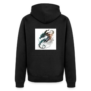 dragon tribal enfumé - Veste à capuche bio Premium Unisexe - noir - Dos - Nico (187cm)