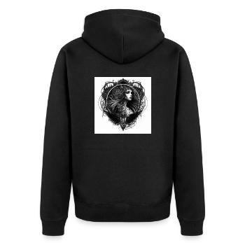 Femme fatale tattoo style - Unisex Premium Organic Zip Hoodie - black - Back - Nico (187cm)