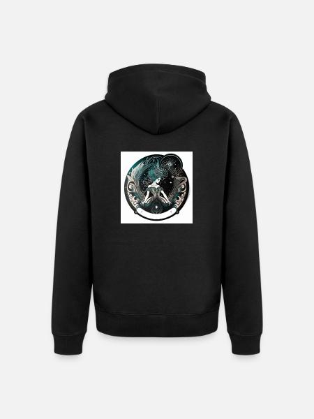 femme face signe verseau - Veste à capuche bio Premium Unisexe - noir