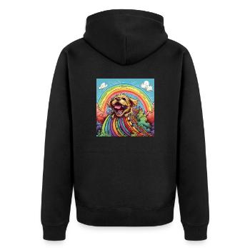Funny LSD - freaky dwarf - Dog on Rollercoster 1 - Unisex Premium Organic Zip Hoodie - black - Back - Nico (187cm)
