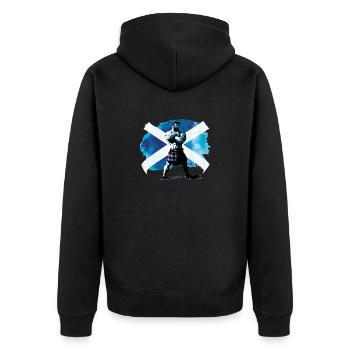 Schottland Flagge Highlander im Schottenrock - Unisex Premium Bio Zip Hoodie - Schwarz - Hinten - Nico (187cm)
