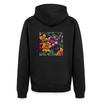 Amazing Flowers - Unisex Premium Organic Zip Hoodie - black - Back - Nico (187cm)
