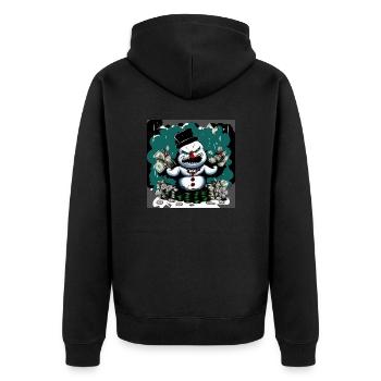 DollarSnowMan - Unisex Premium Bio Zip Hoodie - Schwarz - Hinten - Nico (187cm)