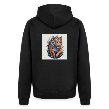 Laufender Tiger - Unisex Premium Bio Zip Hoodie - Schwarz - Hinten - Nico (187cm)