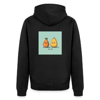 Orange und Birne - Unisex Premium Bio Zip Hoodie - Schwarz - Hinten - Nico (187cm)