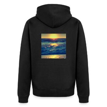 retro see sunset - Unisex Premium Bio Zip Hoodie - Schwarz - Hinten - Nico (187cm)