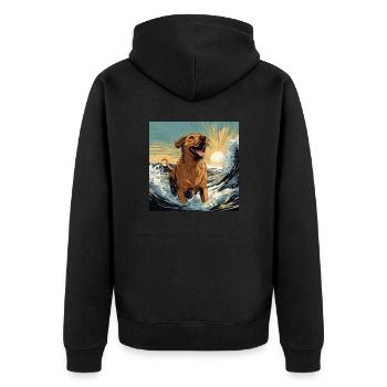 Lustighausen - Comic Style dog - Unisex Premium Bio Zip Hoodie - Schwarz - Hinten - Nico (187cm)