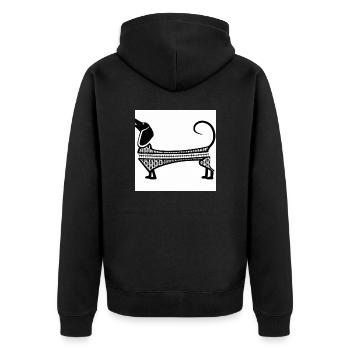 Dackel 1920 - Unisex Premium Bio Zip Hoodie - Schwarz - Hinten - Nico (187cm)