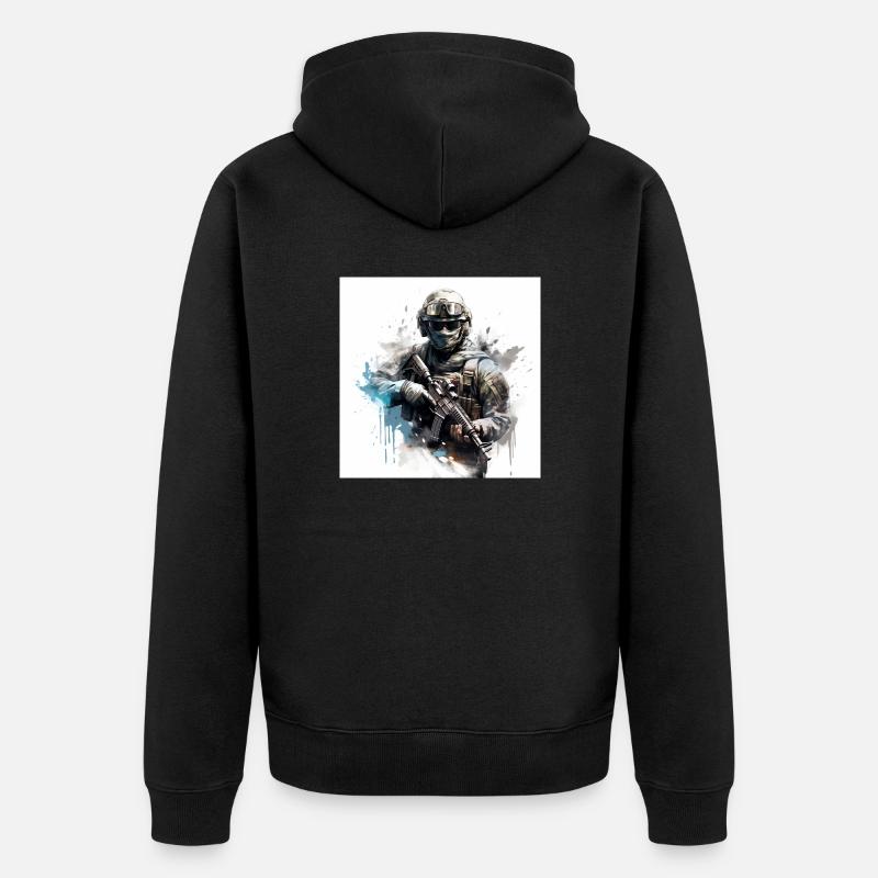 COD gaming art shooter - Unisex Premium Bio Zip Hoodie - Schwarz