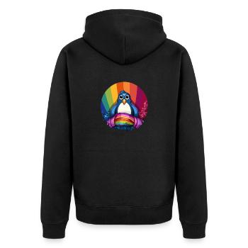 Penguin Pride: Un signe de diversité - Veste à capuche bio Premium Unisexe - noir - Dos - Nico (187cm)