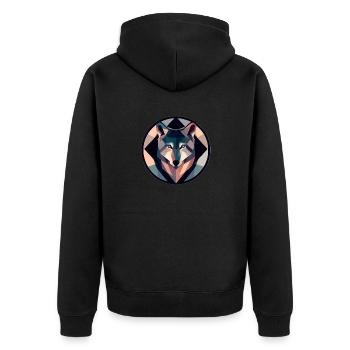 Geometric. Wolf on a colorful background - Unisex Premium Organic Zip Hoodie - black - Back - Nico (187cm)