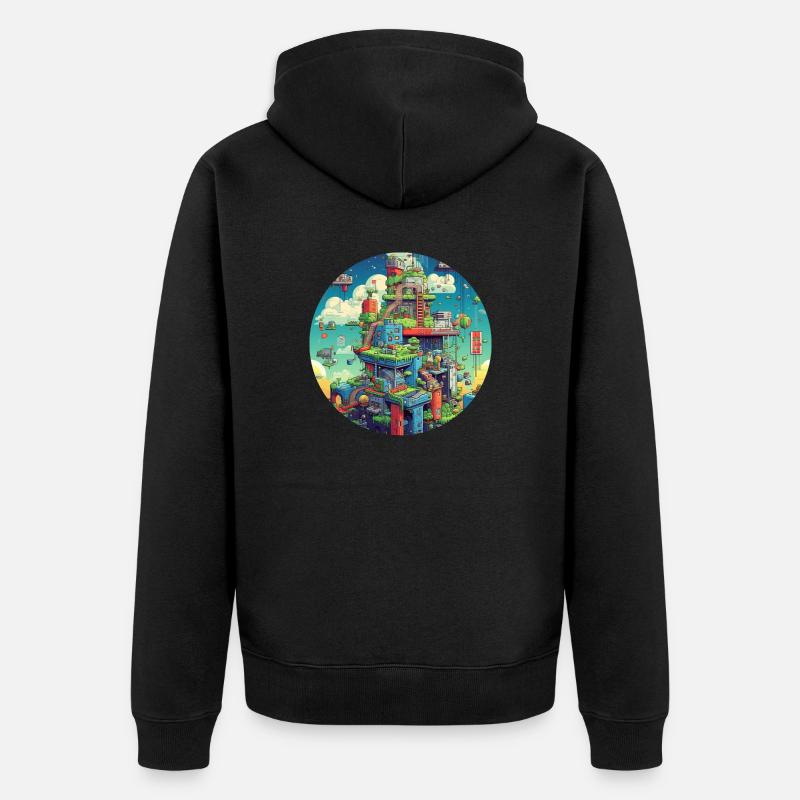 Spaß mit Pixel Videospielen - Unisex Premium Bio Zip Hoodie - Schwarz