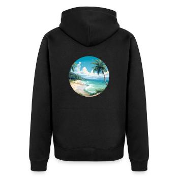 Da kommt Urlaubsfreude auf - Unisex Premium Bio Zip Hoodie - Schwarz - Hinten - Nico (187cm)