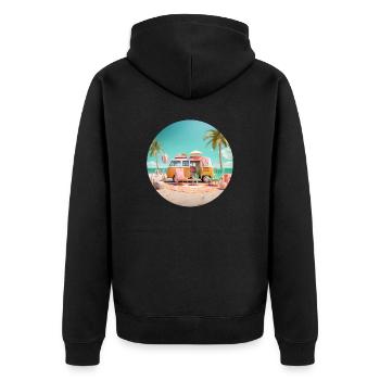 Sommerurlaub am Strand - Shirt für Urlaubsfreude - Unisex Premium Bio Zip Hoodie - Schwarz - Hinten - Nico (187cm)