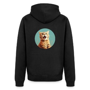 Süße junge Katze für alle Katzenfreunde - Unisex Premium Bio Zip Hoodie - Schwarz - Hinten - Nico (187cm)