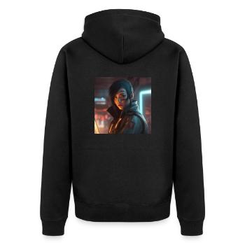 Woman art - Unisex Premium Organic Zip Hoodie - black - Back - Nico (187cm)