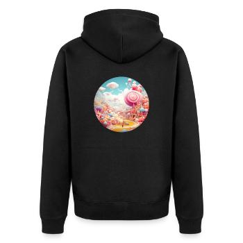 Traumhafte Entdeckungen: Kreative Abenteuer - Unisex Premium Bio Zip Hoodie - Schwarz - Hinten - Nico (187cm)