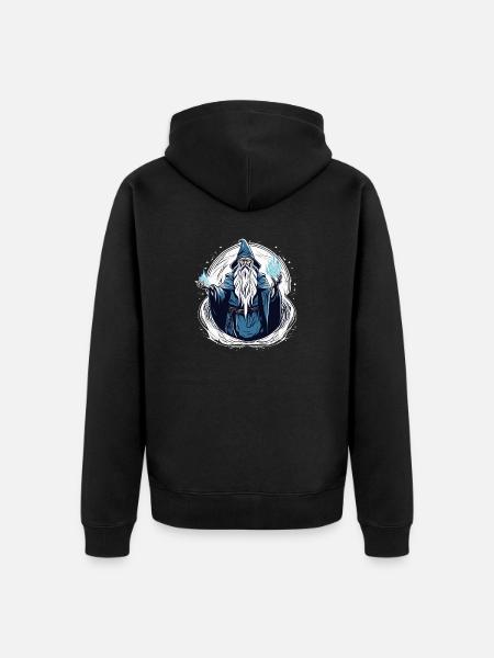 Der alte Zauberer - Unisex Premium Bio Zip Hoodie - Schwarz