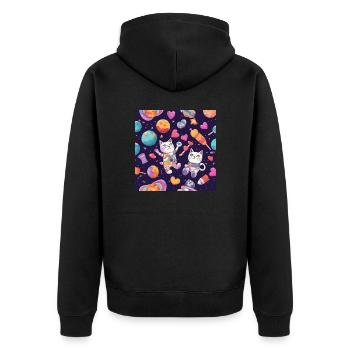Chat dans l’espace Vol.2 - Veste à capuche bio Premium Unisexe - noir - Dos - Nico (187cm)
