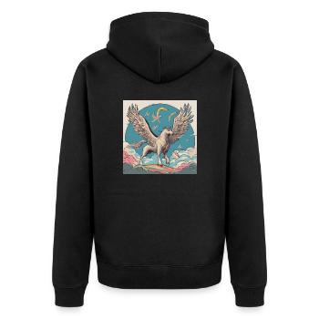 Pegasus - Unisex Premium Bio Zip Hoodie - Schwarz - Hinten - Nico (187cm)