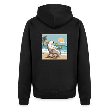 Eisbär bei Sonnenuntergang - Unisex Premium Bio Zip Hoodie - Schwarz - Hinten - Nico (187cm)