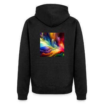 A Symphony of Colors - Unisex Premium Bio Zip Hoodie - Schwarz - Hinten - Nico (187cm)