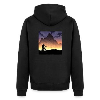 Mountainbiker Bergradler - Unisex Premium Bio Zip Hoodie - Schwarz - Hinten - Nico (187cm)
