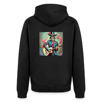Skelett - Unisex Premium Bio Zip Hoodie - Schwarz - Hinten - Nico (187cm)