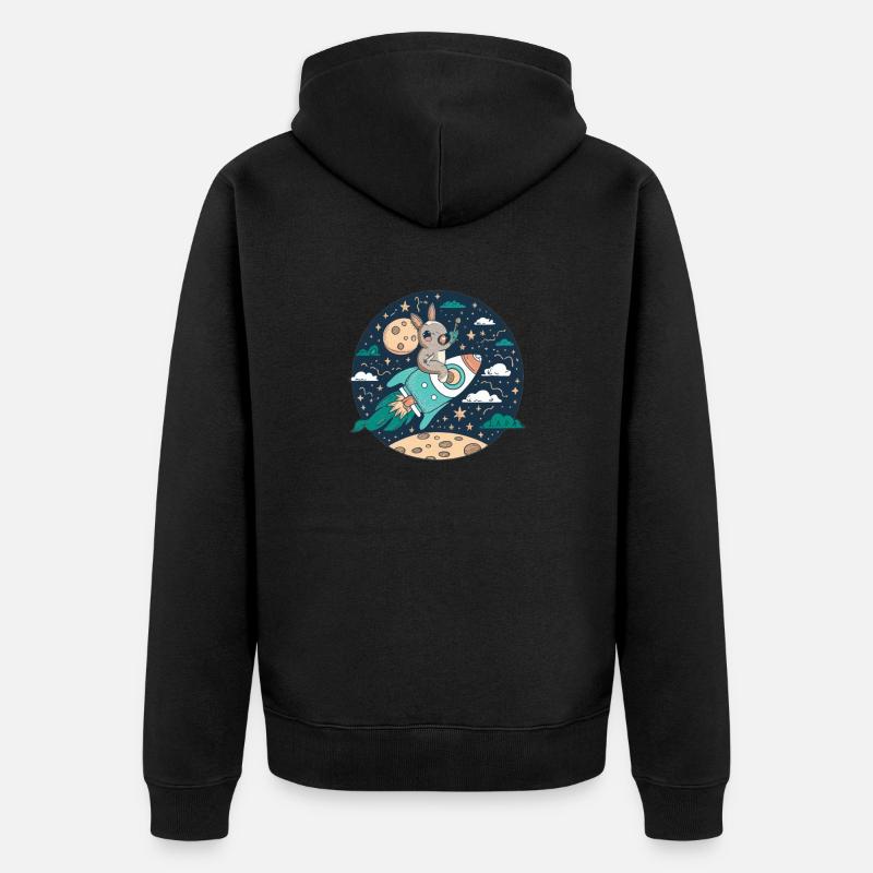 Moonbound Bunny Rocket - Veste à capuche bio Premium Unisexe - noir