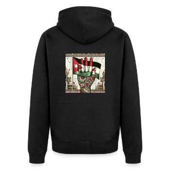 la main agitant le drapeau palestinien - Veste à capuche bio Premium Unisexe - noir - Dos - Nico (187cm)
