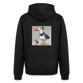Seagull with scarf - Unisex Premium Organic Zip Hoodie - black - Back - Nico (187cm)