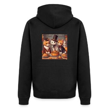 Cats Thanksgiving Party - Unisex Premium Organic Zip Hoodie - black - Back - Nico (187cm)