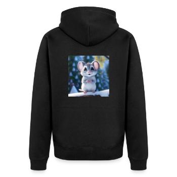 Süße Maus in der Winterzeit - Unisex Premium Bio Zip Hoodie - Schwarz - Hinten - Nico (187cm)
