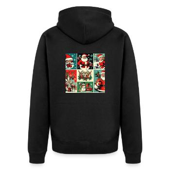 Weihnachtlicher Rahmen - Unisex Premium Bio Zip Hoodie - Schwarz - Hinten - Nico (187cm)